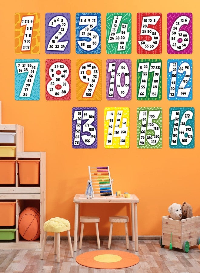 Marspark 16 Pieces Time Table Chart for Kids, Multiple Number Laminated Posters Multiplication Table Chart Classroom Posters Homeschooling Supplies for Students Boys Girls Leaning Studying Numbers 1 to 16 - Image 4